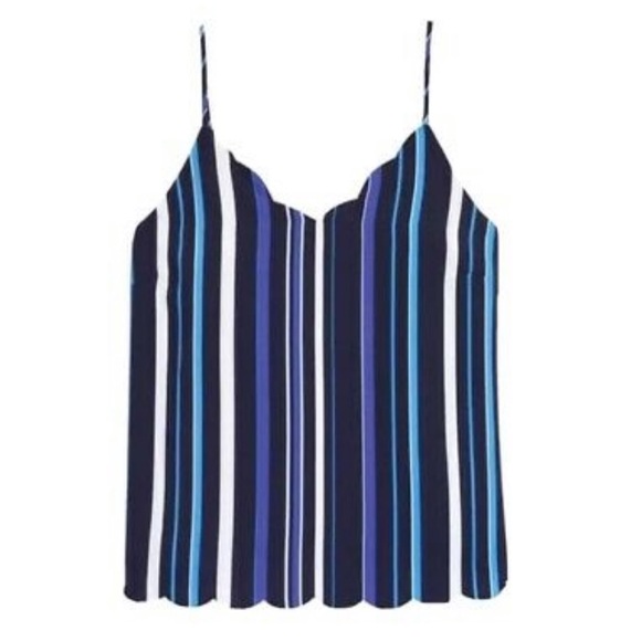 HALOGEN SCALLOP DETAIL STRIPED CAMISOLE NWT - Picture 1 of 8